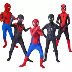 Imagem do Spiderman cosplay fantasia trajes macacão para meninos meninas milhas morales super-herói halloween carnaval zentai bodysuit