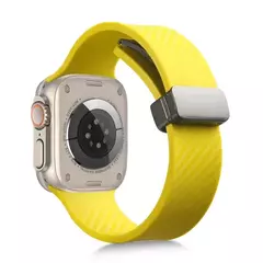 Pulseira de fibra de carbono para Apple Watch, Ultra 2 bandas, pulseira magnética de silicone, 49mm, 44mm, 45mm, 41mm, 40mm, iWatch Series 9, 8, 7, 6, SE, 5, 4