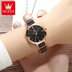 OLEVS-Moda Feminina Relógio Elegante, Movimento Japonês, Pulseira Cerâmica, Pulseira Feminina de Luxo, Relógios Quartzo, Presentes