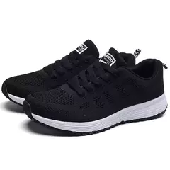Tênis respiráveis para mulheres, plus size, sapatos de caminhada, tecido de malha, laço, calçado feminino, moda feminina, novo, 2024