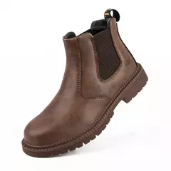 Sapatos impermeáveis de segurança para homens, Steel Head, Botas de couro, Calçado Masculino, Construção Indestrutível, Castanho - comprar online