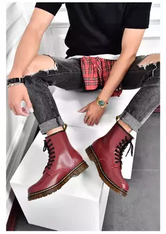 Bota masculina clássica de motocicleta, sapato casual, deslizamento alto, ventilação de escritório, versátil - loja online