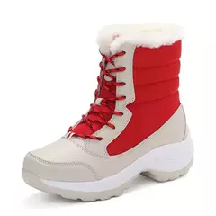 Botas de neve de plataforma antiderrapante para mulheres, Ankle Boots de pele quente, Cunhas impermeáveis, Botas altas para coxa, Sapatos de inverno - loja online