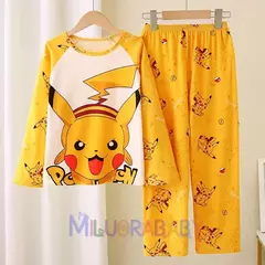 Conjunto de pijama infantil, calça de manga comprida, pulôver estampado, roupa caseira de duas peças, pijamas primavera e outono na internet