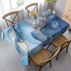 Toalha De Mesa De Padrão De Mármore Abstrato, Toalha De Mesa Oblong, Decoração De Mesa De Cozinha, Festa De Casa, Decoração De Jantar, Rosa, Azul, Dourado - comprar online