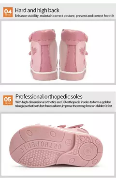 Criança Ortopédica Sandálias Princepard Meninas Crianças Sapatos Corretivos com Costas Altas e Tornozelo & Arch Suporte Brilhante Pink Pairing - loja online