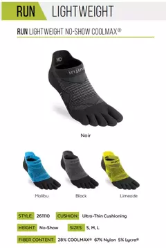 Imagem do Injinji-meias de cinco dedos de tubo curto, fino, Coolmax, absorvente de suor, dedo do pé, fitness, corrida, primavera e verão