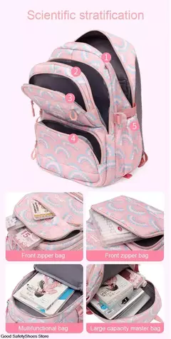 Rolling School Bags for Girls, Mochila impermeável para crianças com rodas, Trolley Luggage Back Pack, Ensino médio na internet