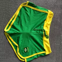 Imagem do Calção de bloqueio de cores feminino com área bordada, elástico na cintura, slim fit, roupa casual, roupa coreana, Y2K