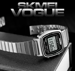 Imagem do Skmei-Relógio de luxo em aço inoxidável para mulheres, contagem regressiva, relógio de pulso feminino, impermeável, relógio Chrono Digital, moda