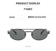 Double Beam Retro Sunglasses para homens e mulheres, Y2k Punk Oval Sun Glasses, Ladies Alloy Legs Eyewear, UV400, Nova Moda, 2022 - comprar online