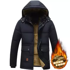 Parka masculina impermeável com capuz de pele, parkas grossa de lã, casaco casual quente de inverno, moda outono, nova na internet