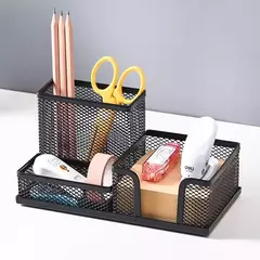 Suporte De Caneta De Metal Criativo, Organizador De Papelaria De Mesa, Suporte De Lápis, Rack De Armazenamento De Arquivo, Caixa De 3 Grelha, Acessórios De Escritório