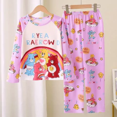 Pijamas de seda de leite de manga longa das crianças design dos desenhos animados roupas para casa adequado primavera verão estilo fino roupas de ar condicionado - loja online