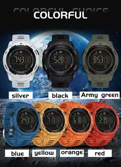 Relógio de pulso masculino Sanda, 50m à prova d'água, led, digital, militar, esportes, pedômetro, calorias, marca, 2145