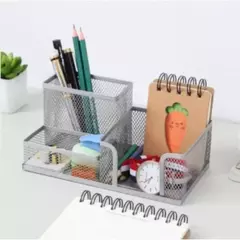 Suporte De Caneta De Metal Criativo, Organizador De Papelaria De Mesa, Suporte De Lápis, Rack De Armazenamento De Arquivo, Caixa De 3 Grelha, Acessórios De Escritório na internet