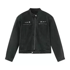 Jaqueta jeans de rua masculina, vintage lavada, jaqueta de caubói angustiada, streetwear casual, primavera, novo, estilo americano, zíperes na internet