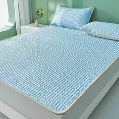 Imagem do Cool Feeling Ice Tecido Colchão Capa, Único, Duplo, Folha de cama Queen, Verão Pad Mat, Elastic Band, Quatro Cantos, Colchas