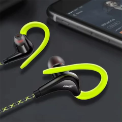 Fones de ouvido intra-auriculares, fones de ouvido com controle de volume, gancho esportivo para celulares, ganchos com fio sobre a orelha na internet