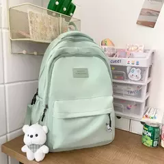 Mochila de grande capacidade para estudante, bolsa simples e versátil para menina, material poliéster unissex, decoração de boneca japonesa - Wolf Magazine
