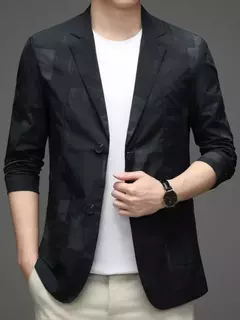 Blazers e roupas de peito único para homens, jaqueta grande, casacos casuais, roupas da moda, plus size, azul, nova primavera - loja online