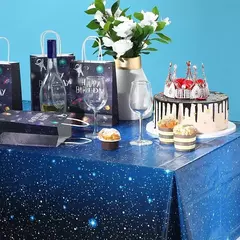 Toalha de mesa descartável com céu espaço e astronauta design para festa de aniversário, mesa retangular tampa para chá de bebê na internet