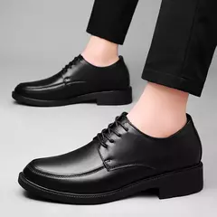 Imagem do Oxfords-Sapatos de couro genuíno para homens, preto clássico brogue, vestido de casamento, festa, escritório, negócios, sapatos formais, moda