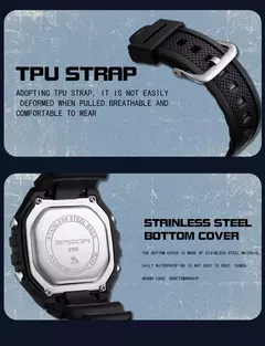 SANDA-Militar Masculino Resistente à Água Relógios Esportivos, Big Dial LED Digital Relógios de Pulso, cronômetros para Masculino, Exército, Moda, 2156 - loja online