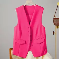 Colete vintage sem mangas feminino, Casacos elegantes, Casacos, Roupa casual, Monocromática, Streetwear, Primavera, Verão, Outono, Vestuário