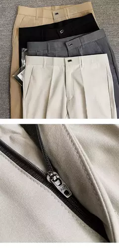 Homens terno calças calças formais pantalone hombre estiramento fino cor sólida vestido casual calças de comprimento total moda novas roupas masculinas - loja online