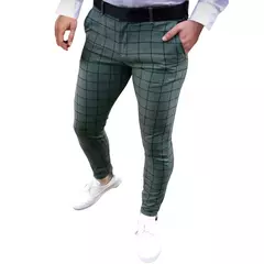 Calça casual xadrez justa versão coreana masculina, calça masculina adolescente, terno formal, calça de rua de alta qualidade, quatro estações, 2022