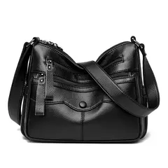 Imagem do Bolsa de ombro de couro macio para mulheres, grande capacidade, bolsa mensageiro, alta capacidade, nova moda, mãe transfronteiriça, 20024