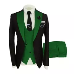 Ternos masculinos 3 peças sob medida melhor homem noivo casamento smoking fino ajuste jacquard duas cores blazer jaqueta colete calças smoking roupas - Wolf Magazine