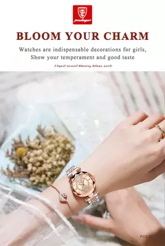 Imagem do POEDAGAR-Relógio de Luxo Feminino, Alta Qualidade, Diamante, Quartzo, Impermeável, Data, Aço Inoxidável, Senhoras Relógios, Caixa Incluída