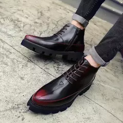 Botas de couro italiano para homens, botas de motocicleta de plataforma alta marca de luxo, sapatos de neve inverno - comprar online