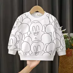 Moletom de manga comprida Disney mickey, roupas infantis, pulôver solto com gola redonda, camisa básica para menino e menina, tops da moda outono - loja online