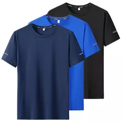 Homens de secagem rápida extragrande em torno do pescoço camiseta de manga curta, verão camisetas esportivas, fitness correndo t-shirt, plus size, 6XL, 7XL, 3pcs - loja online