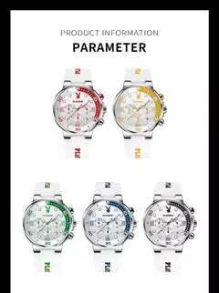 PLAYBOY-Relógios de pulso quartzo impermeável masculino, relógios esportivos, pulseira de silicone, relógio de luxo, marca top, 2022 - comprar online