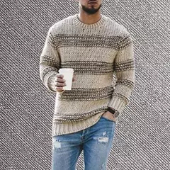 Pulôver com decote em O masculino, suéter de inverno, malha quente, roupa clássica, nova moda