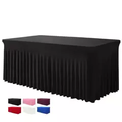 Tampas De Mesa Com Saia, Saias De Mesa Retangular, Tampas De Mesa De Poliéster, Toalha De Mesa Preta, Tampa De Mesa Do Spandex, 6 pés, 6 pés - comprar online
