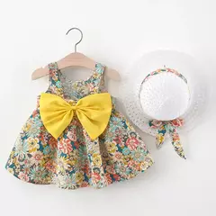 Conjuntos de roupas de verão para bebês, vestido sem mangas, calças curtas e vestido, patchwork listrado, fofo, 6-24M, 2 pcs, 2023 - Wolf Magazine