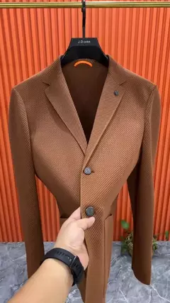 Casaco masculino com peito único, casaco de vestido de negócios, blazer masculino elegante, jovem designer de luxo emo, marrom, nova moda, 2024