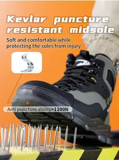 Sapatos de segurança leves impermeáveis masculinos, sapatilha à prova de perfurações, sapato de aço, botas indestrutíveis