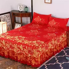 Conjunto de colcha de algodão bordado, saia de cama, fronhas, capa de folha, rei, rainha, duplo, 1.5 m, 1.8 m, 2m, 3pcs - loja online
