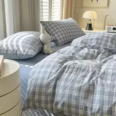 Imagem do Conjunto de edredão reticulado com lençol e fronhas, roupa de cama quente, grade, completa, queen size, sem enchimento, novo, 2022, duplo