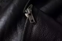 AYUNSUE-Jaqueta bomber de couro genuíno masculina, casacos pretos, roupas grandes, pele de carneiro natural, inverno na internet