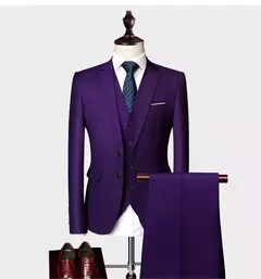 Terno casual de negócios masculino para casamentos, blazer genuíno, colete e calças, grande e alto, colete slim fit, calças de vestido, tamanho EUA na internet