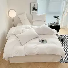 Conjunto de cama de cor preta para adultos, estilo simples, lençóis duplos, solteiro, rainha, capa de cama king, cama lisa na internet