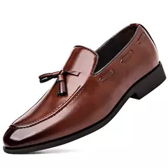 Estilo designer masculino deslizar sobre sapatos de couro, sapatos casuais de negócios, festa de casamento, novo, plus size - comprar online