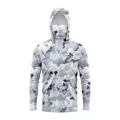 Camisa de pesca manga comprida para homens, proteção UV camiseta, vestuário capuz - Wolf Magazine